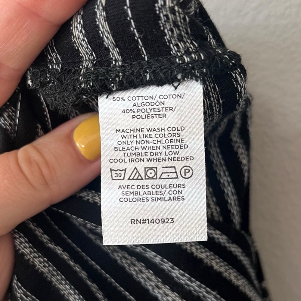 LOFT Jacquard Twist Cutout Back Midi Shift Dress Black Striped Size Small NEW - Picture 13 of 14